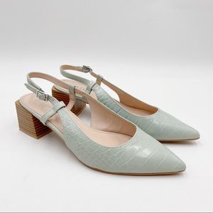 RAID Felice Pointed Toe Slingback In Mint Croc